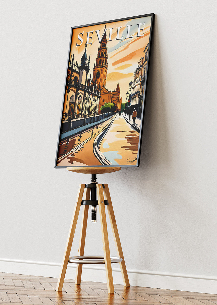 Seville Spain Poster & Canvas Print – Illustrated Andalusia Travel Art