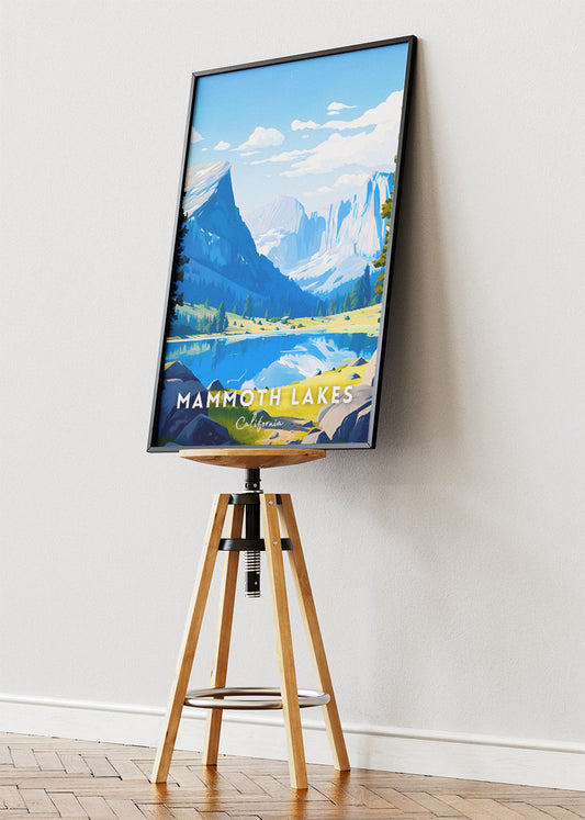 Mammoth Lakes California Poster & Canvas Print – Mountain Lake Landscape Illustration Wall Art