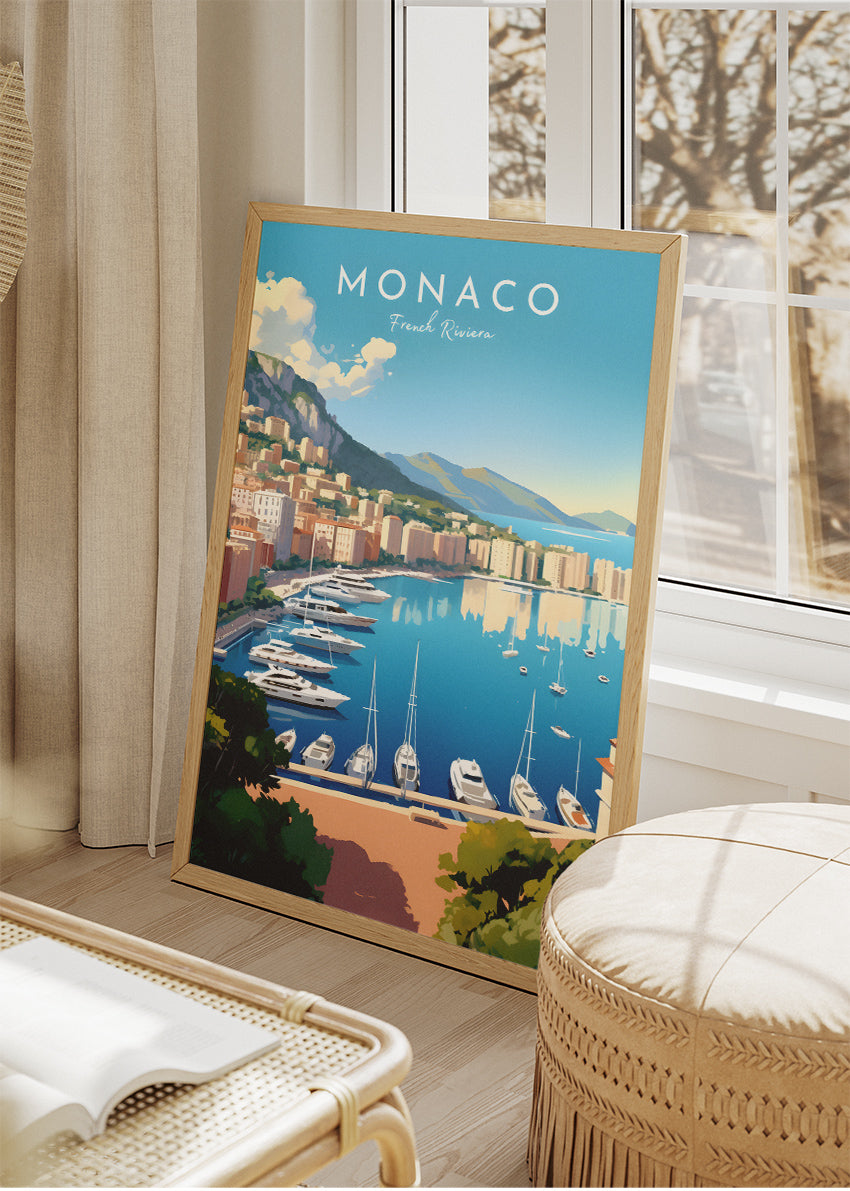 Monaco French Riviera Poster & Canvas Print – Luxury Coastal Travel Art