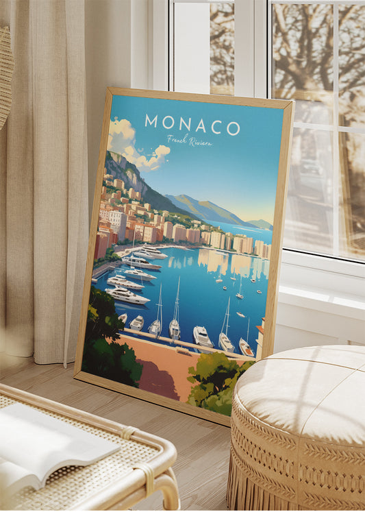 Monaco French Riviera Poster & Canvas Print – Luxury Coastal Travel Art
