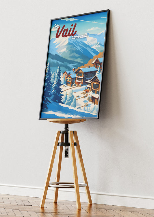 Vail Colorado Ski Poster & Canvas Print – Retro Winter Mountain Wall Art