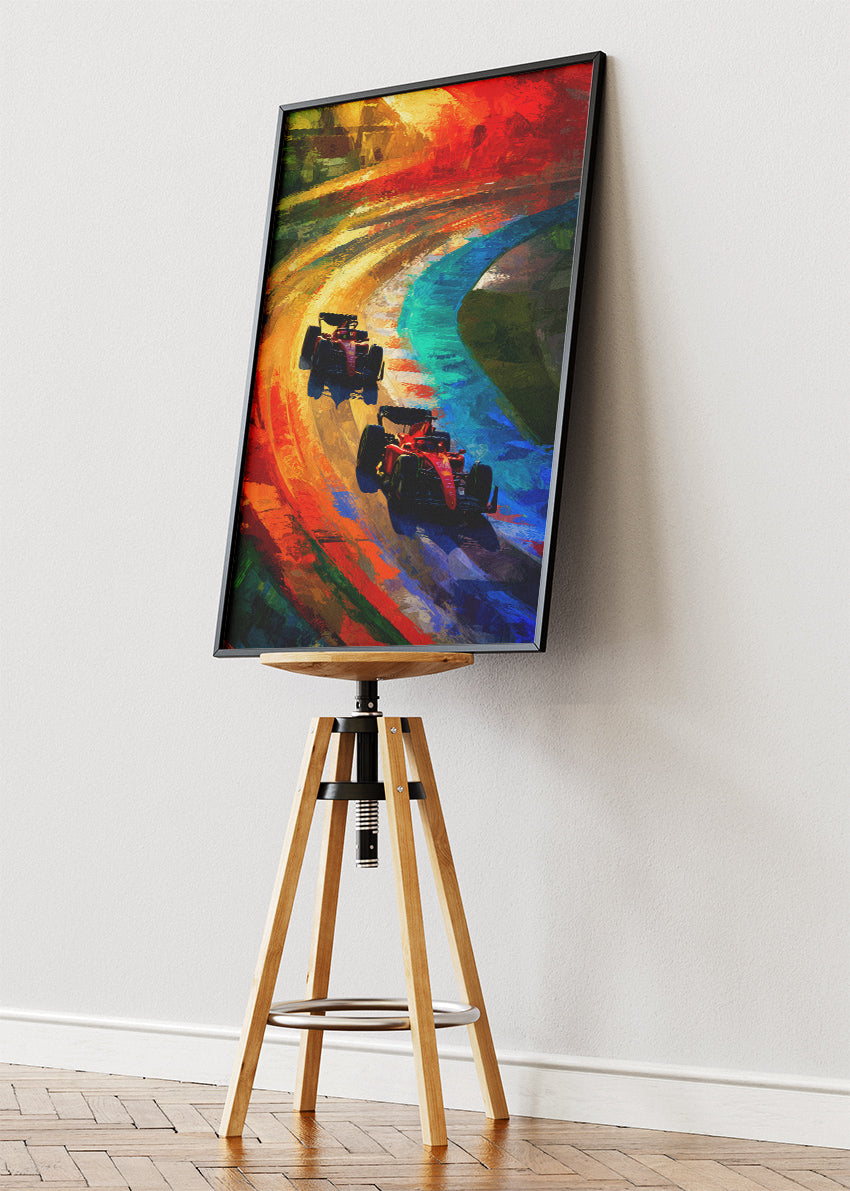 Formula 1 Color Motion Poster Canvas Print – Abstract Racing Wall Art – AI PRINT LAB