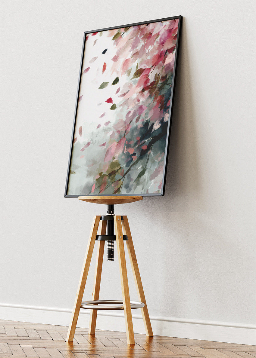 Blush Petal Breeze Wall Art – Soft Pink Impressionist Floral Canvas Print | Romantic Modern Poster