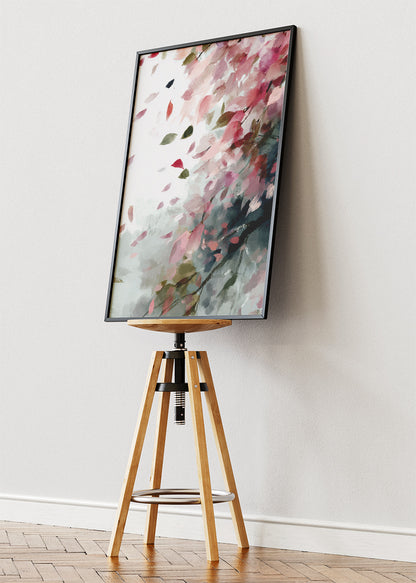 Blush Petal Breeze Wall Art – Soft Pink Impressionist Floral Canvas Print | Romantic Modern Poster