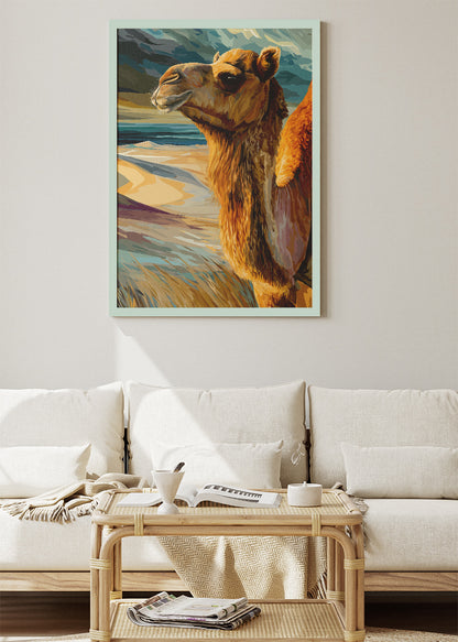 Desert Camel Poster & Canvas Print – Vintage Geometric Wildlife Art