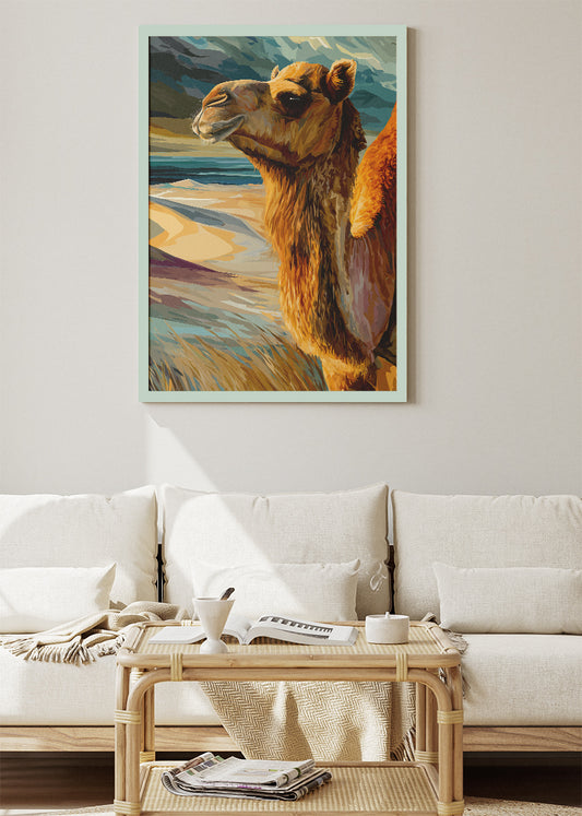 Desert Camel Poster & Canvas Print – Vintage Geometric Wildlife Art