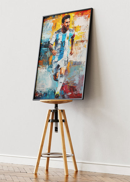 Lionel Messi Dynamic Action Wall Art | Expressive Football Art Poster & Canvas