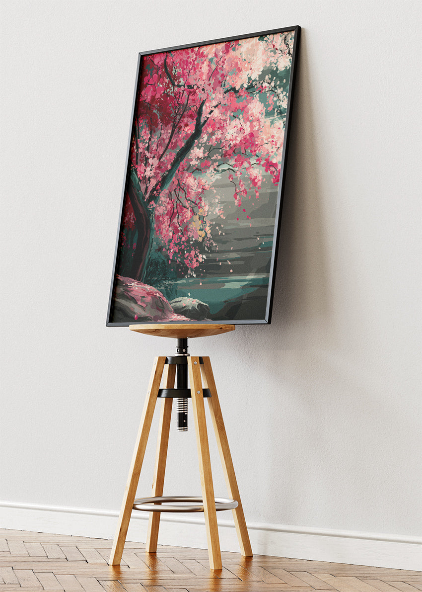 Japanese Cherry Blossom Tree Landscape Canvas & Poster Print – AI PRINT LAB