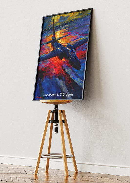 Lockheed U-2 Dragon Lady Poster & Canvas Print – Illustrated Military Aircraft Wall Art