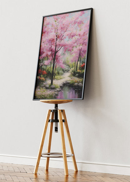 Spring Cherry Blossom Garden Landscape Canvas & Poster Print – AI PRINT LAB