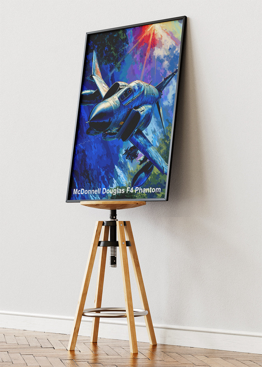 McDonnell Douglas F-4 Phantom Poster & Canvas Print – Illustrated Military Jet Wall Art