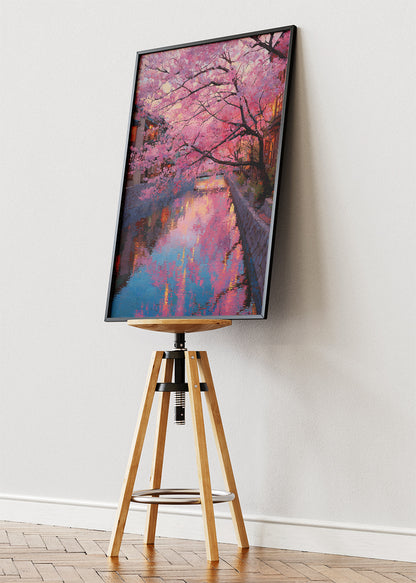 Kyoto Cherry Blossom Canal Sunset Canvas & Poster Print – AI PRINT LAB
