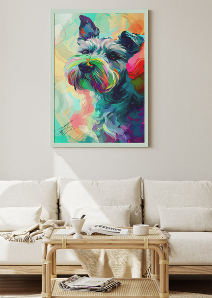 Colorful Schnauzer Dog Poster & Canvas Print – Vibrant Pop Art Pet Illustration