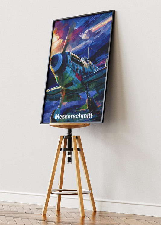 Messerschmitt BF 109 Poster & Canvas Print – Illustrated WWII Fighter Aircraft Wall Art