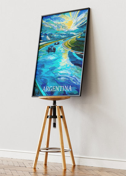 Argentina Formula Racing Blue Horizon Poster & Canvas Print | Expressive Motorsport Wall Art