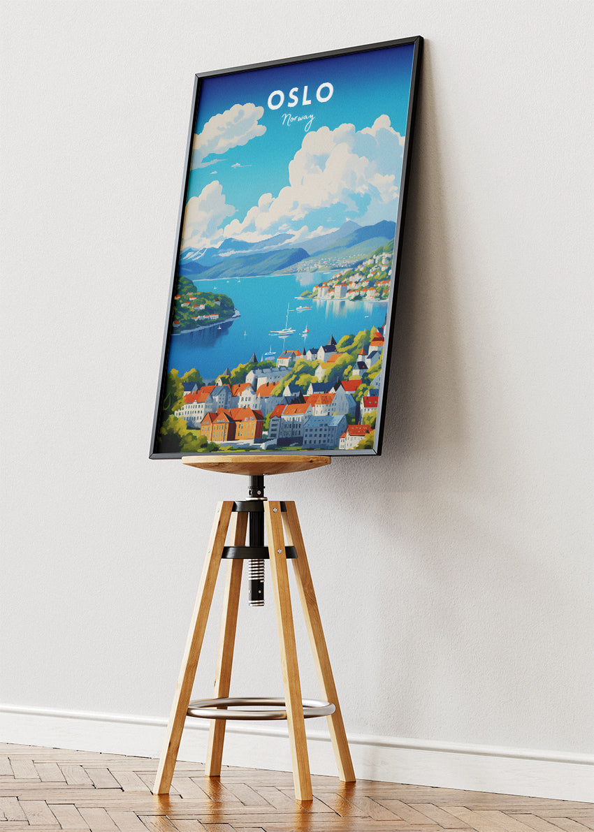 Oslo Norway Poster & Canvas Print – Modern Illustrated Scenic Fjord City Art
