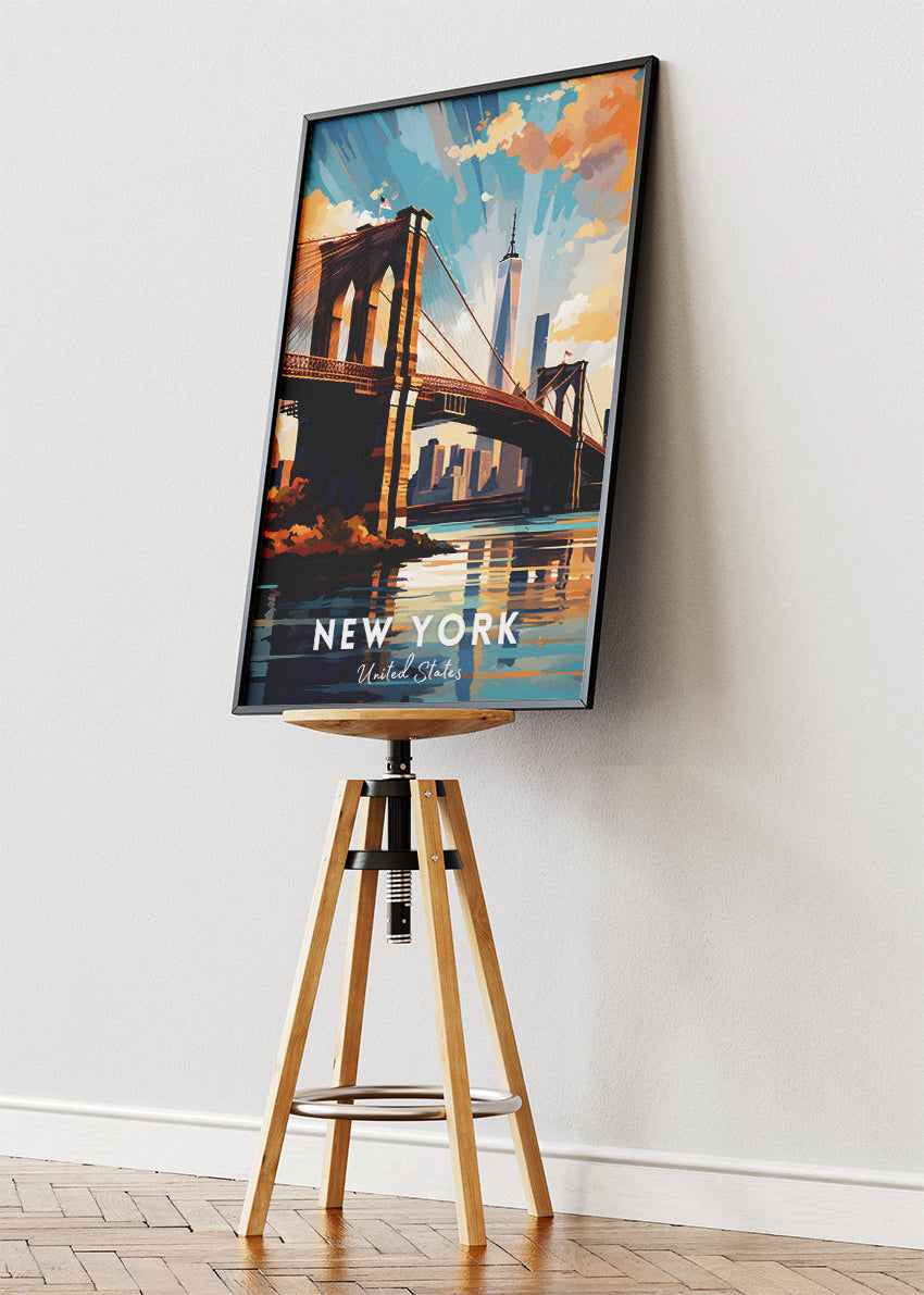 New York Brooklyn Bridge Poster & Canvas Print – Skyline Cityscape Wall Art