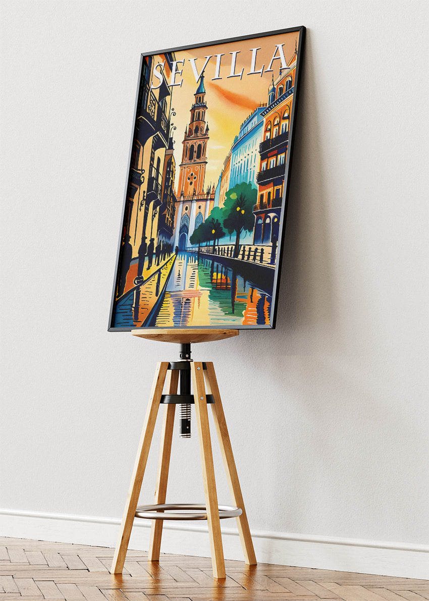 Sevilla Spain Poster & Canvas Print – Illustrated Andalusia City Art