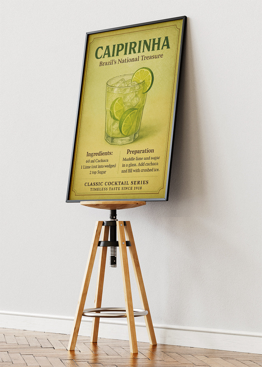 Caipirinha Vintage Cocktail Poster & Canvas Print | Brazil’s National Treasure Bar Wall Art