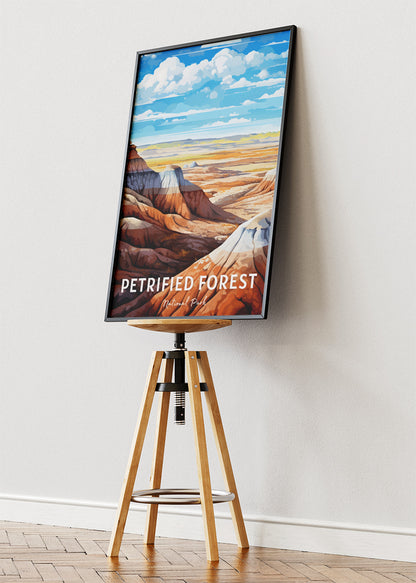 Petrified Forest National Park Poster & Canvas Print – Painted Desert Landscape Illustration Wall Art