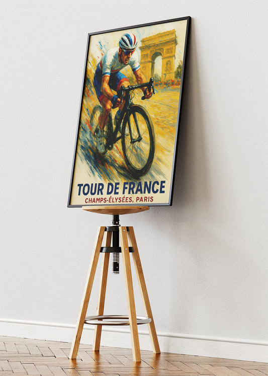 Tour de France Cycling Art Print & Canvas – Champs-Élysées Paris Vintage Wall Art