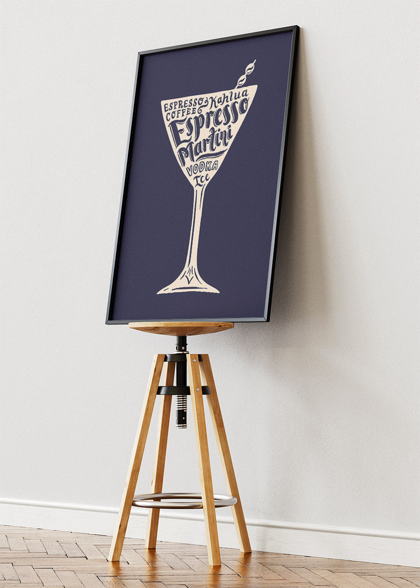 Espresso Martini Typography Poster & Canvas Print – Minimal Coffee Cocktail Wall Art