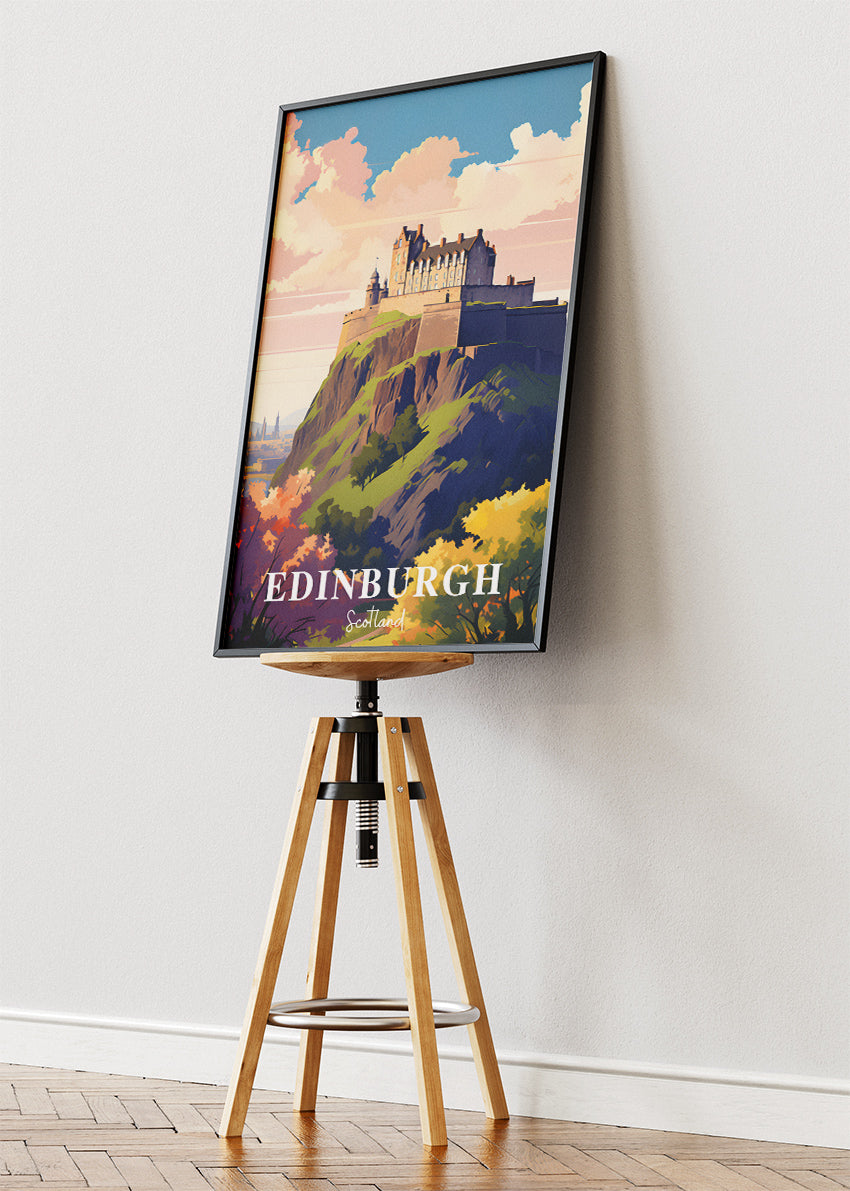 Edinburgh Scotland Poster & Canvas Print – Illustrated Edinburgh Castle Art