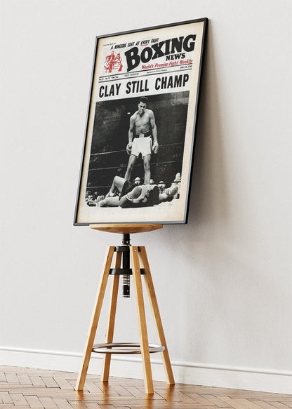 Muhammad Ali “Clay Still Champ” Vintage Boxing Poster & Canvas Art Print – Historic Fight Wall Art