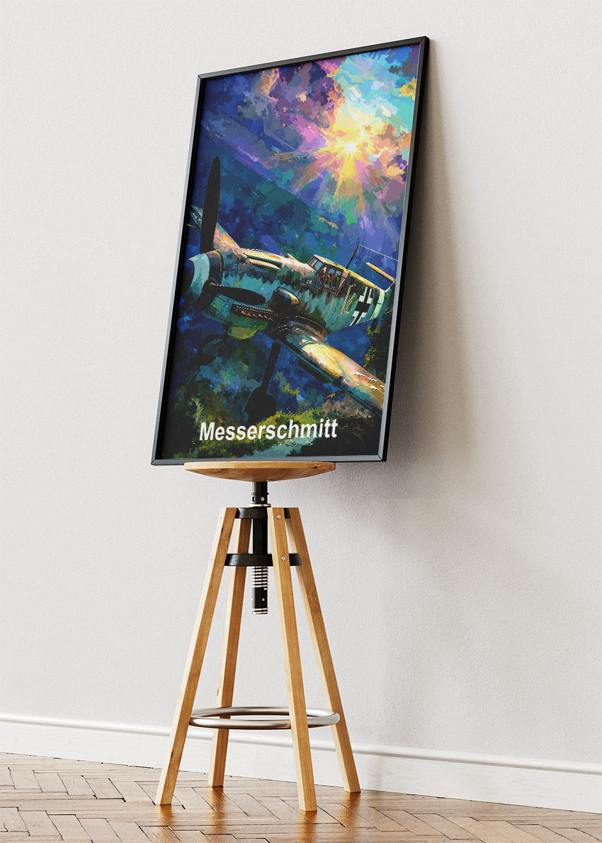 Messerschmitt BF 109 Poster & Canvas Print – Illustrated WWII Fighter Aircraft Wall Art