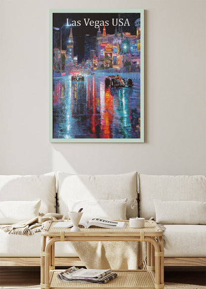 Las Vegas USA Formula 1 Neon Street Racing Canvas Print & Poster – AI PRINT LAB