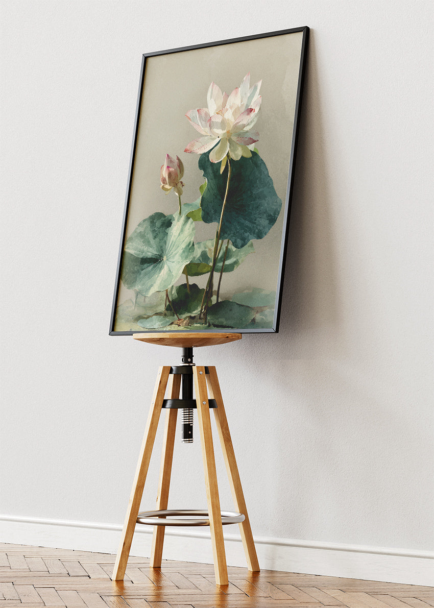 Elegant Lotus Flower Botanical Canvas & Poster Print – AI PRINT LAB