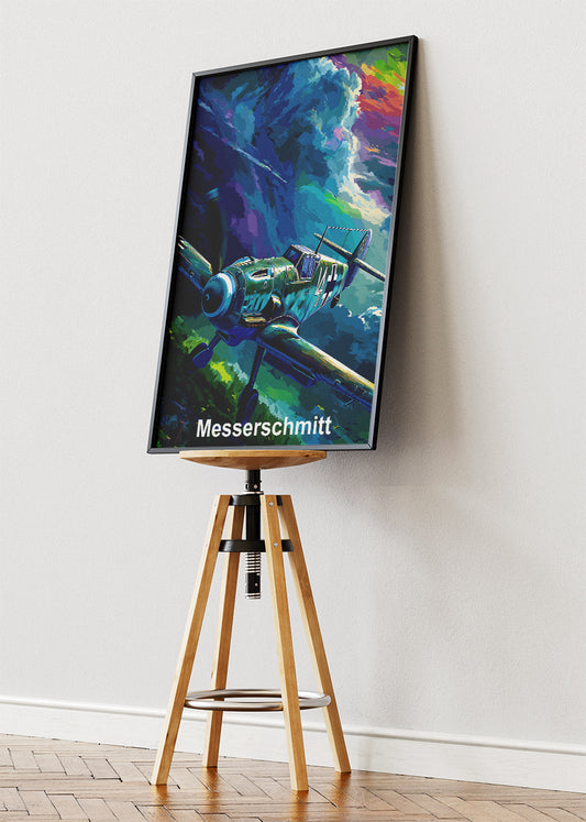 Messerschmitt BF 109 Poster & Canvas Print – Illustrated WWII Fighter Aircraft Wall Art