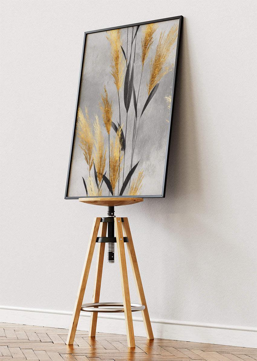 Modern Gold Botanical Grass Canvas & Poster Print – AI PRINT LAB
