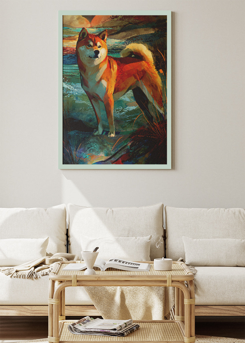 Shiba Inu Poster & Canvas Print – Abstract Scenic Dog Art