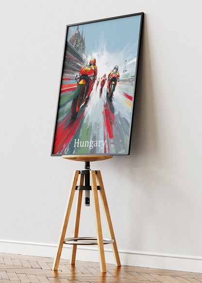 Hungary Motorcycle Racing Motion Wall Art Poster & Canvas