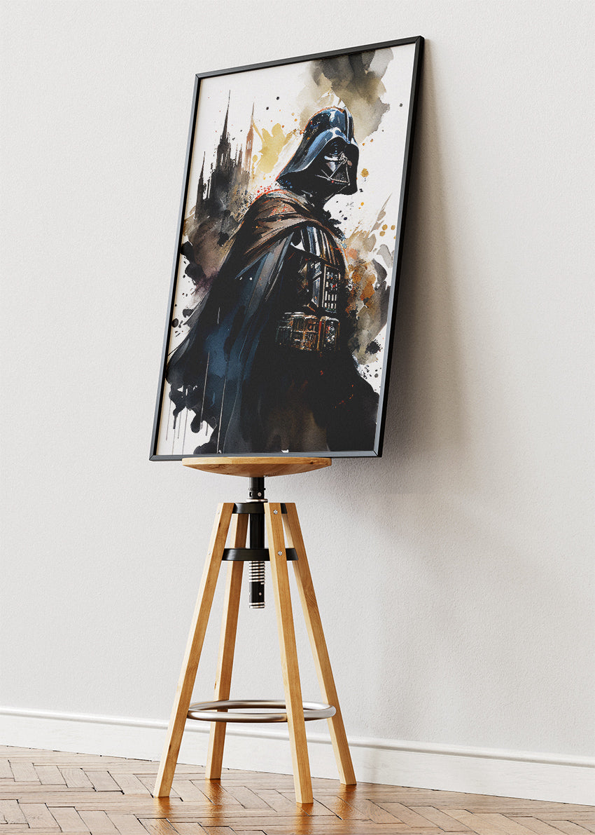 Dark Galactic Commander Watercolor Portrait Canvas & Poster Print – AI PRINT LAB
