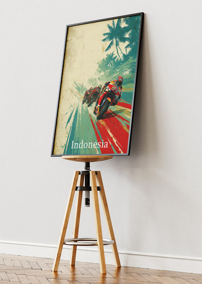 Indonesia Motorcycle Racing Motion Wall Art Poster & Canvas