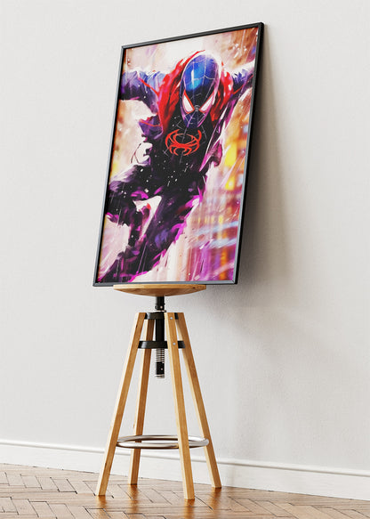 Neon Spider Warrior Action Portrait Canvas & Poster Print – AI PRINT LAB