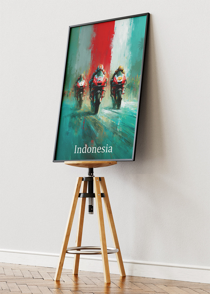 Indonesia Motorcycle Racing Formation Wall Art Poster & Canvas
