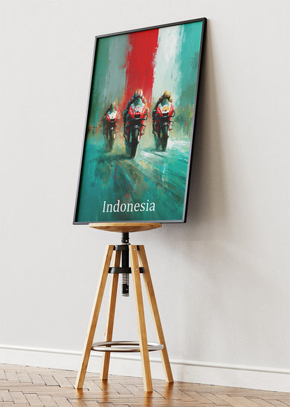 Indonesia Motorcycle Racing Formation Wall Art Poster & Canvas