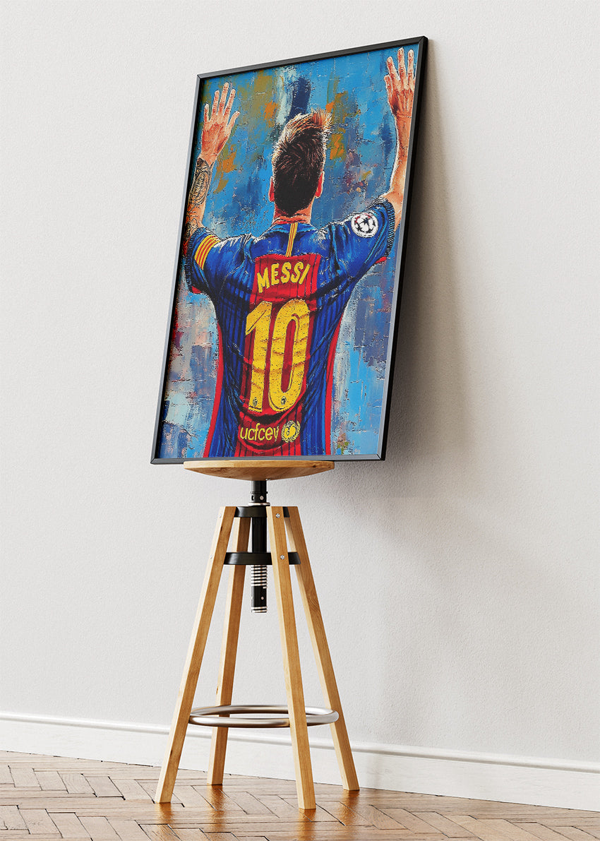 Lionel Messi Barcelona Back View Wall Art | Iconic Football Legend Poster & Canvas