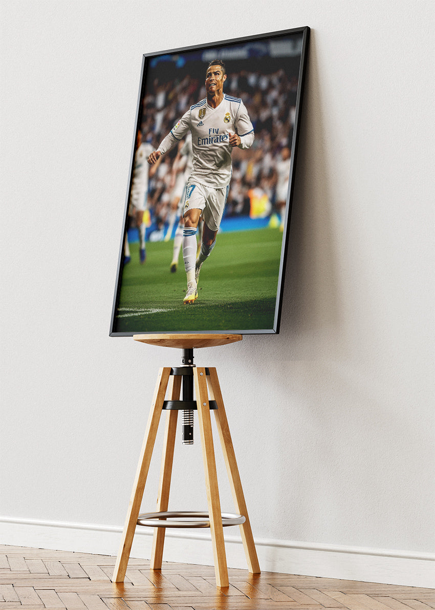 Cristiano Ronaldo Real Madrid Match Action Wall Art | Iconic Football Poster & Canvas