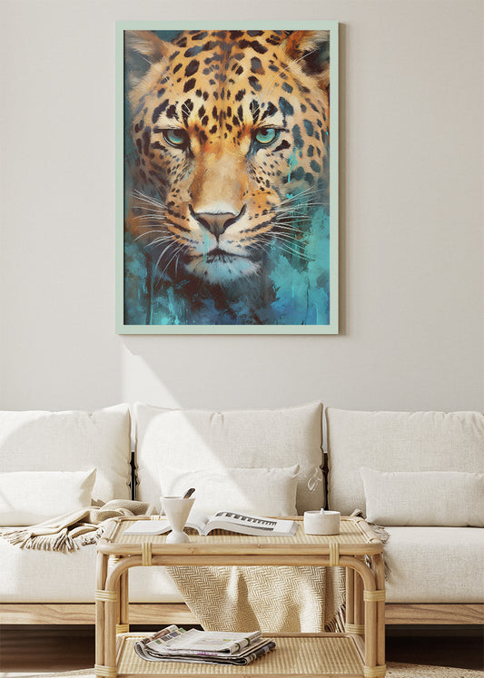 Leopard Face Poster & Canvas Print – Vibrant Wildlife Art