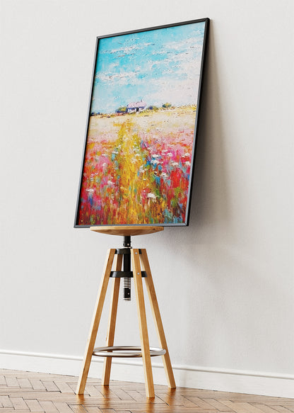 Vibrant Wildflower Path – Modern Impressionist Meadow Canvas & Poster Print – AI PRINT LAB