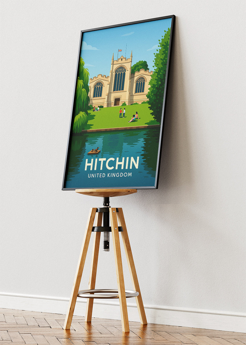 Hitchin United Kingdom Poster & Canvas Print – Illustrated St Mary’s Church Art