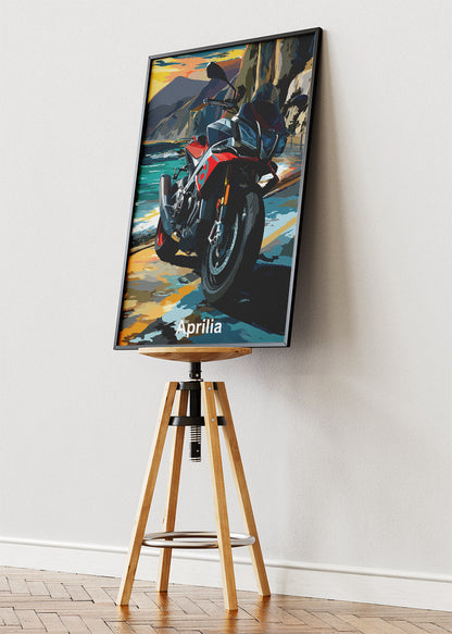 Aprilia Coastal Ride Motorcycle Wall Art Poster & Canvas