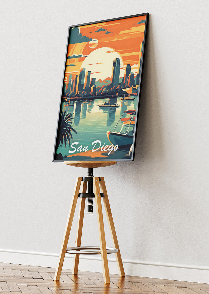 San Diego Sunset Skyline Poster & Canvas Print – Coastal Cityscape Wall Art