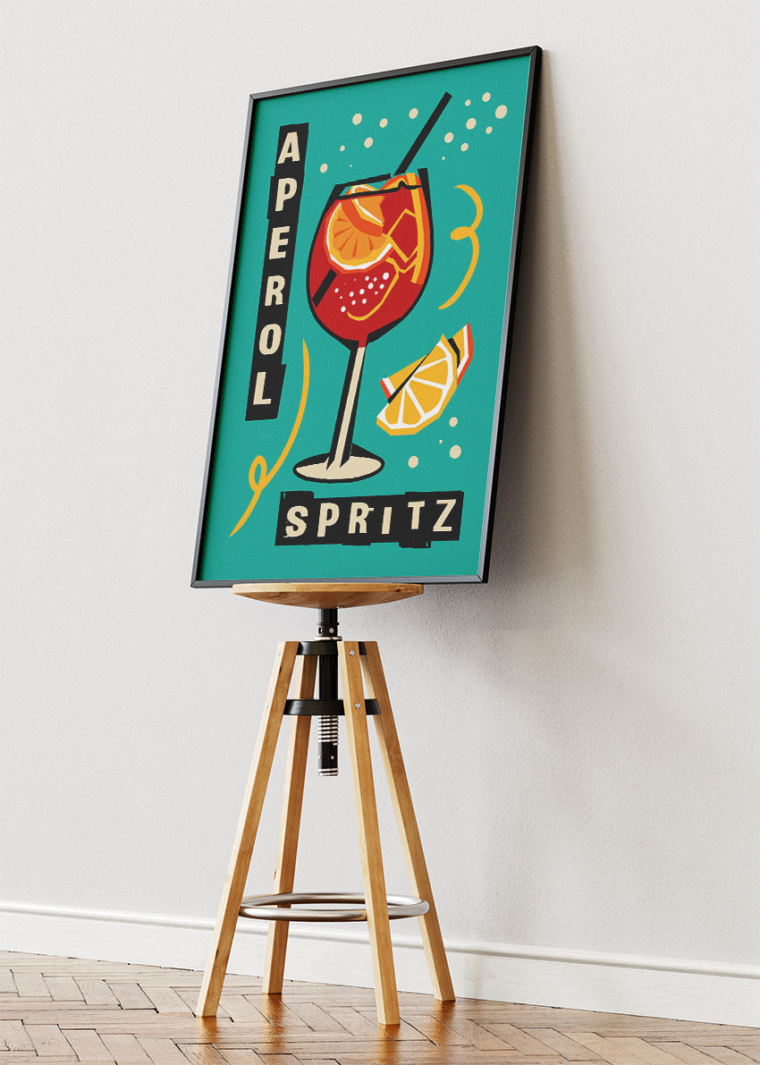 Aperol Spritz Modern Retro Poster & Canvas Print | Bold Italian Cocktail Wall Art