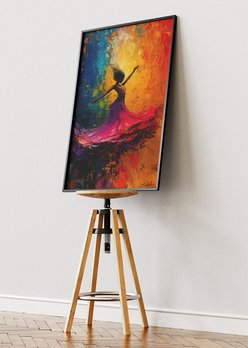 Vibrant Abstract Dancing Woman Canvas & Poster Print – AI PRINT LAB