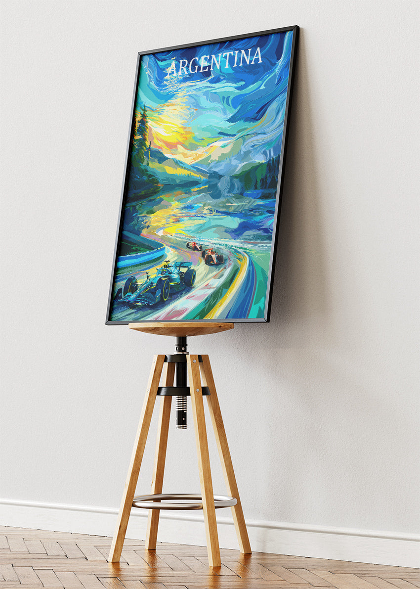 Argentina Formula Racing Abstract Poster & Canvas Print | Artistic Motorsport Wall Art